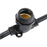 Novelty Lights 100 Feet Heavy Duty Light String with 80 in-Line E17 Sockets, Black Wire PVC Commercial Grade Stringer, 15" Spacing, Non-Connectable, No Bulbs