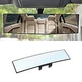 8sanlione 12 Inch Panoramic Car Rearview Mirror, White