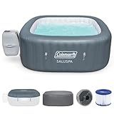 Coleman Hawaii AirJet Large Square 4 to 6 Person Inflatable Hot Tub Portable Outdoor Spa with 140 AirJets and EnergySense Cover, Grey