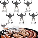 Zorythm 6 PCS Funny BBQ Stand Muscle Man Hot Dog Holder | Stainless Steel Hotdog and Funny Sausage Stand | Portable Reusable Hot Dog Roaster | Barbecue Grill Accessories | Funny Camping Gifts for Men