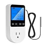 Diymore Plug in Digital Thermostat Temperature Controller Electric Digital Thermostat Heating Cooling Control Mode Timer 1800W 120V 15A Greenhouse Heater with Thermostat Backlit Display