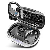 HAOYUYAN Wireless Earbuds Bluetooth 5.3 Headphones with 80H Playback, IPX7 Waterproof Over Ear Buds with LED Power Display for Sports Running Workouts Black