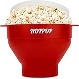 The Original HotPop Silicone Popcorn Maker - Microwave Popcorn Popper - Collapsible Bowl, Heat-Resistant, Easy to Clean, Ideal for Family Movie Nights, 15-Cup Capacity - Cherry