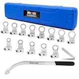 15PCS Universal Auxiliary Idler Belt Tensioner Pulley Removal Tool Kit, 12-Point 12-19mm (0.47"-0.74") Serpentine Belt Tension Pulley Wrench Set, Engine Timing Belt Tensioning Nut Bolt Screw Remover