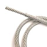 PSI - Stainless Steel 304 Vinyl Coated 3/16" Wire Rope 7x19 Strand 1/8” Core, Custom Cut and Made to Order Outdoor String Light Guide Wire Clothesline Security Safety Cable (20 feet, Clear)