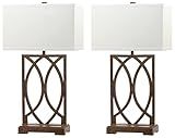 SAFAVIEH Lighting Collection Jago Rustic Farmhouse Antique Gold 30-inch Bedroom Living Room Home Office Desk Nightstand Table Lamp Set of 2 (LED Bulbs Included)