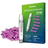 AUVON Lancing Device with Less Pain Design, Blood Sample Pen and Twist Top 100pcs 30 Gauge Lancets for Blood Sugar Level Monitoring