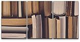 wall26 - 3 Piece Canvas Wall Art - Stack of Used Old Books in The School Library, Toned Cross Processed Image. - Modern Home Art Stretched and Framed Ready to Hang - 24"x36"x3 Panels
