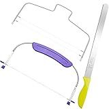 Boao 3 Pieces Kitchen Baking Tools, Adjustable Cake Levelers, Double Wire Cake Slicer Levelers and Stainless Steel Knife with Plastic Handle for Wedding Birthday Leveling and Molding