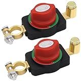 Battery Disconnect Switch 2-Pack, 12V/24V Heavy Duty Kill Switch, Copper Corrosion-Resistant Power Cut Off Isolator for Car, RV, Boat, Truck - Prevent Battery Drain & Extend Battery Life