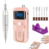 Electric Nail Drill, DELIFO Portable Nail Drill Professional PedicureRechargeable 35000 RPM Nail File Machine Acrylic Nails Polishing Tools with Bits LED Display for Home Salon Manicure