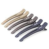 AIMIKE Hair Sectioning Clips with Silicone Band - No Crease Duck Billed Styling Clips for Salon, Cutting, and Rollers (6pcs)