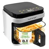 Nutrichef 5.8 Quart Air Fryer | 8-in-1 Preset Cook Modes| Transparent Fry Bowl for Best Cooking Results | Cook Shrimp, Steak, Fries, Wings, Chicken & More | Precise Temperature Control & Time | White