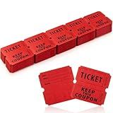 200PCS Double Roll Raffle Tickets - 50/50 Writable Raffle Tickets Perforated Line Consecutive Numbers Tearable Suitable for Raffles, Events, Carnivals, Entry, Party, Lottery, Prizes, Red