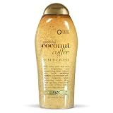 OGX Smoothing + Coconut Coffee Exfoliating Daily Body Scrub with Arabica Coffee & Coconut Oil, Hydrating & Moisturizing Body Wash for Dry Skin, Paraben-Free with Sulfate-Free Surfactants, 19.5 Fl Oz