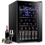 Antarctic Star 36 Bottle Wine Cooler Beverage Refrigerator Small Mini Wine Cellar Beer Soda Bar Fridge Quiet Operation Compressor Adjust Temperature Freestanding Black, 4.4 Cu. Ft