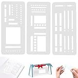 Handmade Flexible Record Template, Planner Stencil Set for Dot Grid Journals, Flexible Drawing and Checklist Templates, for Journaling Checklists Boxes Lines & Daily Planning, Set of 3 Pack (C)