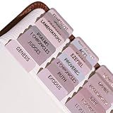 Idyllic Grace - Bible Tabs, Rose Gold Foil Lettering, Bible Study Tool, Bible Journaling, Old and New Testament, Christian, Catholic, Apocrypha, Indexing, 90 Tabs, Glossy Laminated, Durable - Elevated