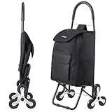 VEVOR Stair Climber Cart, 36L Capacity, Grocery Cart Laundry Stair Climbing Handcart with 6 Wheels & Oxford Cloth Bag, Foldable Stair Climber Hand Truck for Grocery Laundry, Black