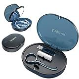 LONGMON New Double-layer Retainer Storage Case with Belt Chewing,Removal Tool,Cleaning Brush,Built in Mirror Orthodontic Retainer Case