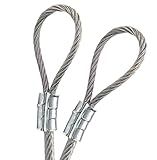PSI - Vinyl Coated 1/4” Galvanized Steel Wire Rope Braided Cable 7x19 Strand 3/16” Core PVC Jacket, Double Loop, Outdoor Clothesline Suspension Luggage Safety String Light Guide Wire (2 feet, Clear)