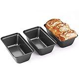 HONGBAKE Mini Loaf Pan for Baking Bread, 6 x 3.3 x 2 In Nonstick Small Banana Bread Tins Set of 3, Tiny Carbon Steel Meatloaf Pan - Dark Grey