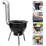 Multifunction Wood Burning Stove with Grill Rack,Large Portable Charcoal Grill,Rocket Stove for Outdoor/Backyard Cooking,Off Grid Living Supplies