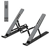 Gogoonike Adjustable Laptop Stand, Portable Laptop Riser for Desk, ABS+Silicone Foldable Ventilated Cooling Notebook Holder Stand for 10-15.6” Laptops, Tablets