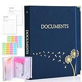 XKDOUS Document Organizer Linen Folio Folders with 9 Pockets, 3-Ring Accordion Storage Binders Expanding File Folder for Important Papers, End of Life Planner Book, in Case If I Die File Folder