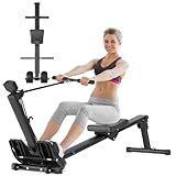 Compact Rowing Machine for Home Use, Magnetic Resistance Foldable Rower for Full Body Workout, Space Saving Design with LCD Display