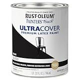 Rust-Oleum 1979502 Painter's Touch Latex Paint, Quart, Gloss Black, 1 Quart, (Pack of 1)