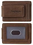 Toughergun Minimalist Wallet for Men with Magnetic Money Clip Leather Slim Wallet, Credit Card Holder RFID Blocking Front Pocket Holds Cash and Cards (Coffee)