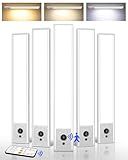 EZVALO 5 Pack Under Cabinet Lighting, 2400mAh Rechargeable Motion Sensor Light, 10inch Magnetic Closet Lights with Dimmable & 3 Color Temps, Wireless Motion Activated Lights with Remote for Kitchen