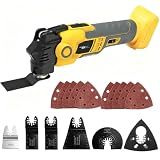 Oscillating Tool Compatible with De-Walt 20V Battery,16 Pcs Brushless Multi-Tool Kit with Anti-vibration,6 Variable Speed,for Scraping, Sanding,Cutting (Tools Only)