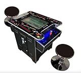 TOP US VIDEO ARCADES Full Size Commercial Grade Cocktail Arcade Machine 2 Player Retro 412 Games 22" LCD Screen Tempered Glass 2 Stools Included 5 Year Warranty Black