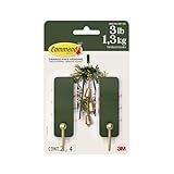 Command Medium Wall Hooks, Rosemary Green, 2 Hooks, 4 Strips, Damage-Free Hanging with Adhesive, No Tools Great for Hanging Home Decor, Holds up to 1.3kg