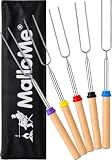 MalloMe Smores Sticks for Fire Pit Long - Marshmallow Roasting Sticks Smores Kit - Smore Skewers Hot Dog Fork Campfire Cooking Equipment, Camping Essentials S'mores Gear Outdoor Accessories 32" 5 Pack