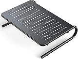 HUANUO Monitor Riser for Desk, Laptop Stand with Vented Steel Shelf, Black