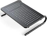 HUANUO Monitor Riser for Desk, Laptop Stand with Vented Steel Shelf, Black