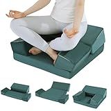 HOMBYS Large Meditation Cushion Foam Meditation Pillows for Sitting on Floor, Yoga Pillow for Adult, Meditation Mat with 2 Knee Cushions and Hip Support-3 Shapes for Different People, Green