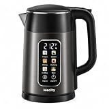 Mecity Electric Kettle 1.7L Touch Screen Temperature Control Water Boiler, No Plastic Contact with Water. 6 Preset Temperature Programs, 2 Hours Keep Warm, Auto Shut Off, Dark Grey