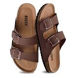 AUGCY Womens Sandal Cork Footbed Slide, Arch Support Slides for Women with Adjustable Buckle, Comfortable Summer Beach Outdoor Sandals