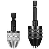 Keyless Drill Chuck Adapters (2PCS) 1/4" Hex Shank Quick Change Adapter (0.3-6.5mm & 0.3-3.6mm) Heavy Duty Drill Bit Converter Universal Fast Change System for Impact Drills & Power Tools