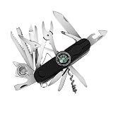 Swiss Eagle 30-in-1 Classic Pocket House Hold & Campaign Tool, Premium Tool with Compass Blade, Scissor, Screwdriver, Plier, Magnifying Glass, Tweezer for Christmas Gifts - s - Black