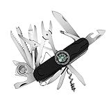 Swiss Eagle 30-in-1 Classic Pocket House Hold & Campaign Tool, Premium Tool with Compass Blade, Scissor, Screwdriver, Plier, Magnifying Glass, Tweezer for Christmas Gifts - s - Black