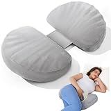 Pregnancy Pillow for Sleeping Memory Foam Pillow for Side Sleeper, Maternity Pillow Support for Back, Belly, HIPS for Pregnant Women, Portable and Adjustable Travel Wedge Velvet Grey