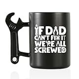 Onebttl Coffee Mug With Wrench Spanner Handle - Dad Gifts From Daughter and Son, 13.5oz Funny Ceramic Mug for Father's Birthday, Father's Day, Christmas - Dad Can Fix
