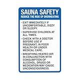 Sauna Safety,Pool Warning,Spa Rules Security Metal Signs for Outdoor Indoor Road Yard Garage Home Busines Street Wall Caution Decor 8 x 12 Inch