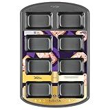 Wilton Gold Premium Non-Stick Warp-Resistant Bakeware, Made without PFAs, Mini Loaf Pan, 8-cavity, 15 x 10 x 1.5 in, Packaging May Vary