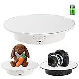 Bosgladek 7.87'' Rotating Display Stand Motorized Rotating Display Stand, 22 lbs Load Electric Turntable with Mirror Cover, Lazy Susan Showcase with USB for Jewelry Photography 3D Model Cake, White
